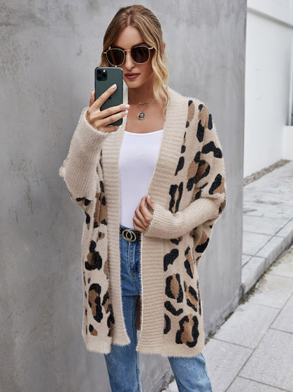 Angel Wings Leopard Pattern Fuzzy Cardigan - aurelia-clothing-8955