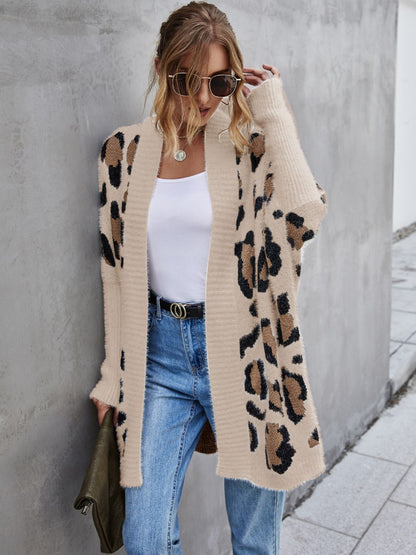 Angel Wings Leopard Pattern Fuzzy Cardigan - aurelia-clothing-8955