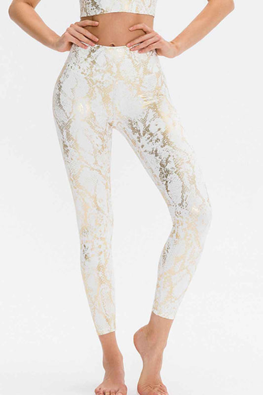 Animal Print Slim Fit Wide Waistband Long Sports Pants - aurelia-clothing-8955
