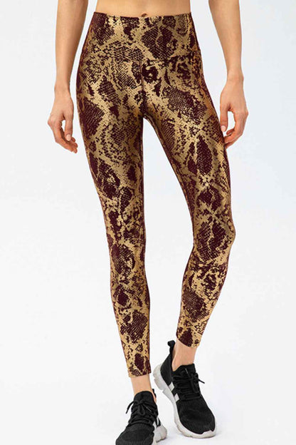Animal Print Slim Fit Wide Waistband Long Sports Pants - aurelia-clothing-8955