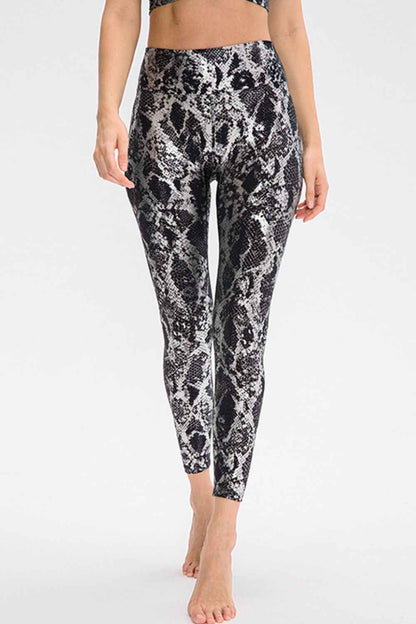 Animal Print Slim Fit Wide Waistband Long Sports Pants - aurelia-clothing-8955