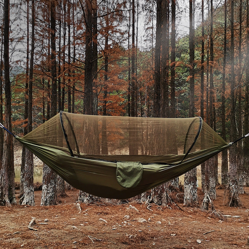 Automatic Quick Opening Mosquito Net Hammock Outdoor Camping Pole Mosquito Net Hammock Anti Roll Nylon Hammock - Free Shipping - aurelia-clothing-8955