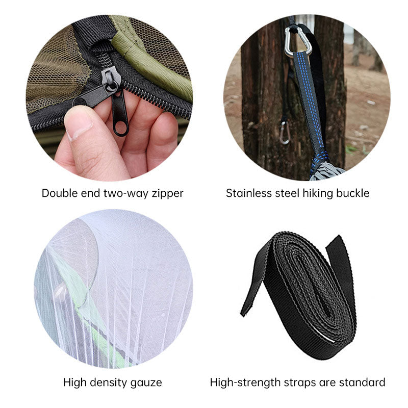Automatic Quick Opening Mosquito Net Hammock Outdoor Camping Pole Mosquito Net Hammock Anti Roll Nylon Hammock - Free Shipping - aurelia-clothing-8955