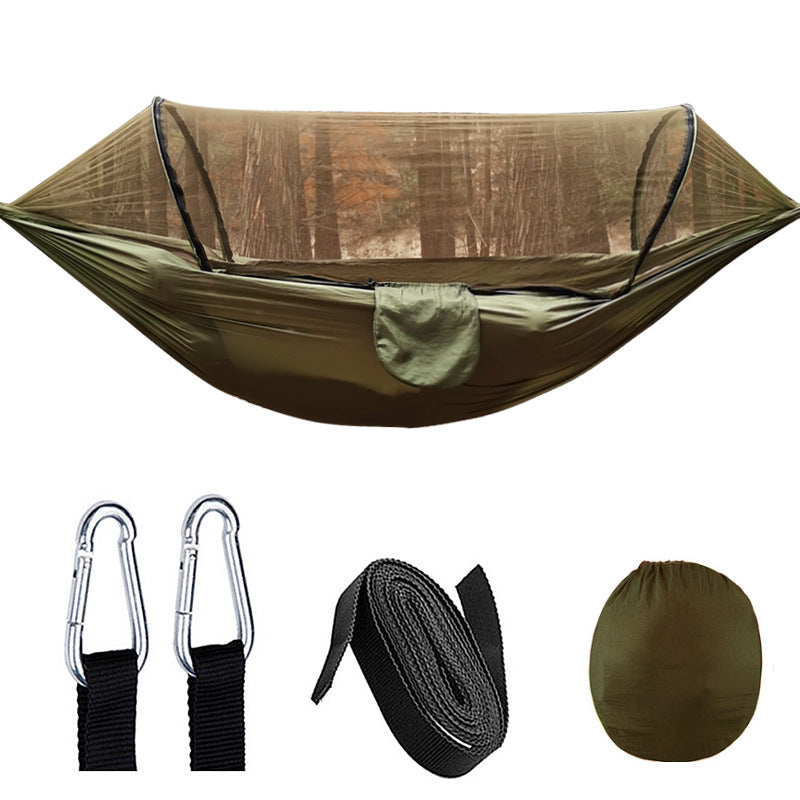 Automatic Quick Opening Mosquito Net Hammock Outdoor Camping Pole Mosquito Net Hammock Anti Roll Nylon Hammock - Free Shipping - aurelia-clothing-8955
