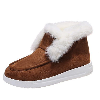 Autumn and Winter New Large Suede Warm keeping Cotton Shoes Casual Snow Shoes Low top Suede Cotton Shoes Women - Free Shipping - aurelia-clothing-8955