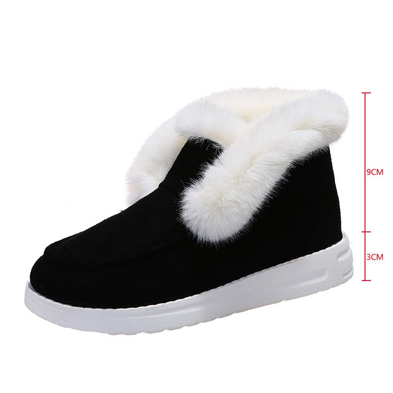 Autumn and Winter New Large Suede Warm keeping Cotton Shoes Casual Snow Shoes Low top Suede Cotton Shoes Women - Free Shipping - aurelia-clothing-8955
