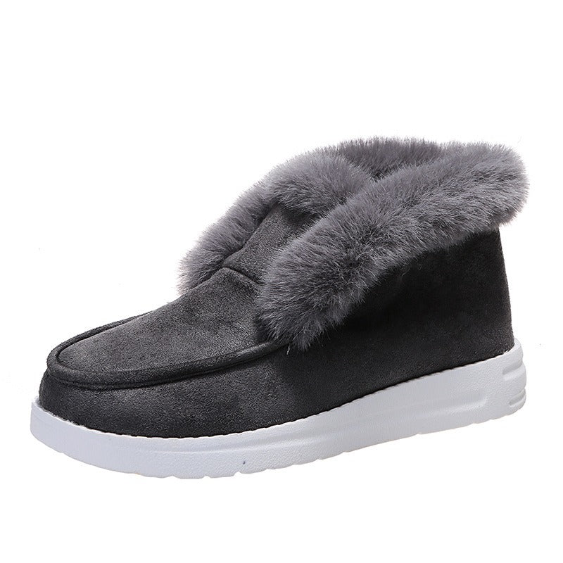 Autumn and Winter New Large Suede Warm keeping Cotton Shoes Casual Snow Shoes Low top Suede Cotton Shoes Women - Free Shipping - aurelia-clothing-8955