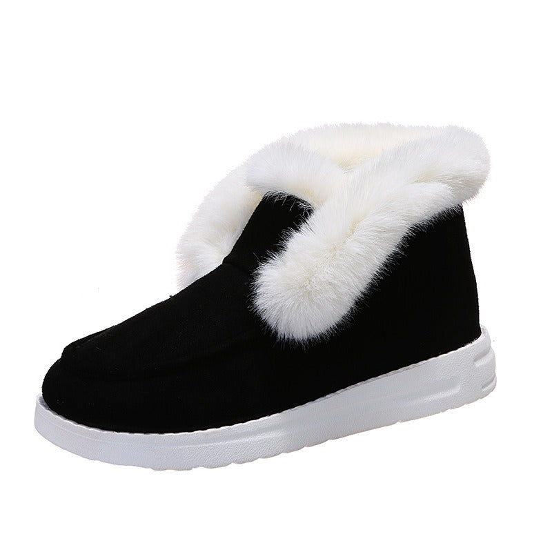 Autumn and Winter New Large Suede Warm keeping Cotton Shoes Casual Snow Shoes Low top Suede Cotton Shoes Women - Free Shipping - aurelia-clothing-8955