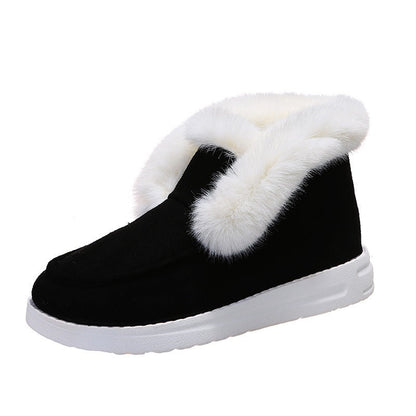 Autumn and Winter New Large Suede Warm keeping Cotton Shoes Casual Snow Shoes Low top Suede Cotton Shoes Women - Free Shipping - aurelia-clothing-8955