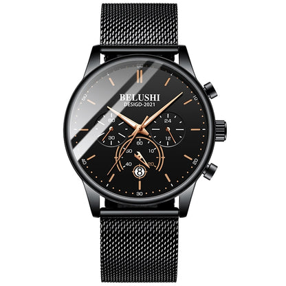 BELUSHI Watch Men Luxury Brand Famous Male Watch Black Watches Ultra Thin Milan Belt Stainless Steel Quartz Men Wrist Watch - Free Shipping - aurelia-clothing-8955