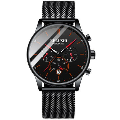 BELUSHI Watch Men Luxury Brand Famous Male Watch Black Watches Ultra Thin Milan Belt Stainless Steel Quartz Men Wrist Watch - Free Shipping - aurelia-clothing-8955