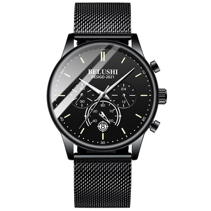 BELUSHI Watch Men Luxury Brand Famous Male Watch Black Watches Ultra Thin Milan Belt Stainless Steel Quartz Men Wrist Watch - Free Shipping - aurelia-clothing-8955