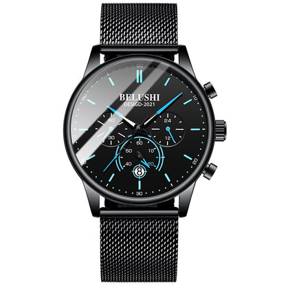 BELUSHI Watch Men Luxury Brand Famous Male Watch Black Watches Ultra Thin Milan Belt Stainless Steel Quartz Men Wrist Watch - Free Shipping - aurelia-clothing-8955
