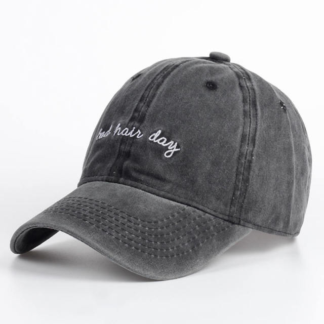 Bad Hair Day Cap Washed Baseball Cap Women Men Hat Cap Casual Snapback Letter Dad Hat Summer Cotton Adjustable Bone Male - Free Shipping - aurelia-clothing-8955