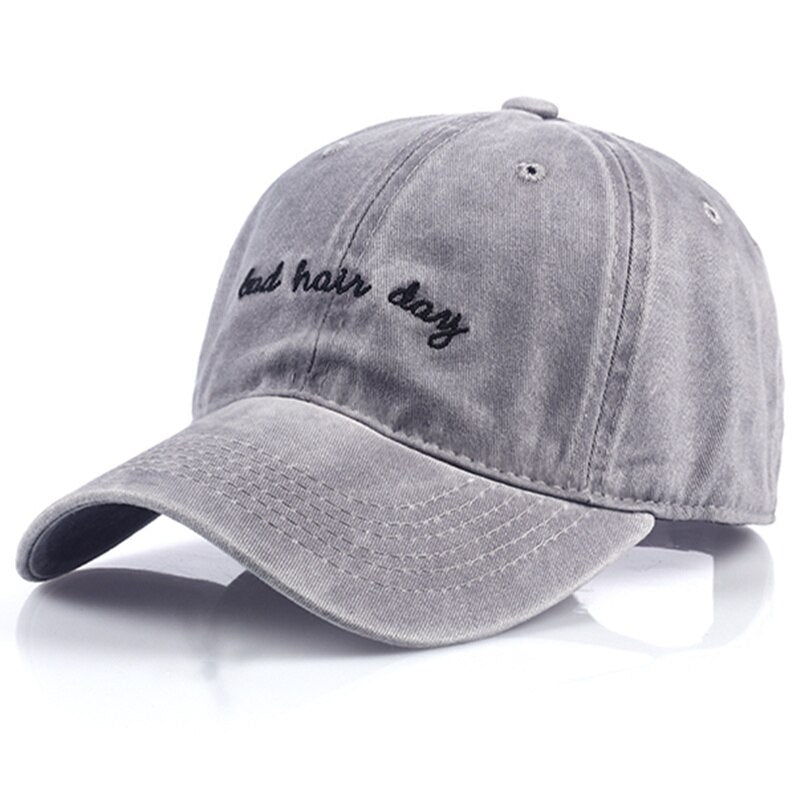 Bad Hair Day Cap Washed Baseball Cap Women Men Hat Cap Casual Snapback Letter Dad Hat Summer Cotton Adjustable Bone Male - Free Shipping - aurelia-clothing-8955