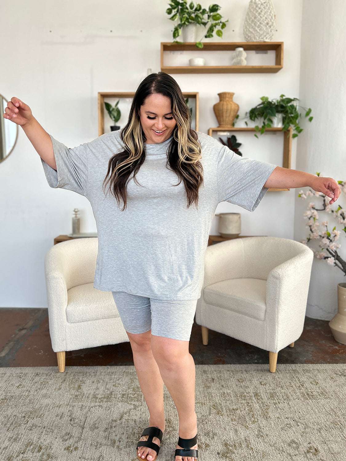 Basic Bae Bamboo Full Size Round Neck Drop Shoulder T-Shirt and Shorts Set - Free Shipping - aurelia-clothing-8955