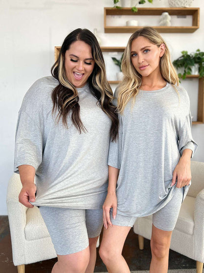 Basic Bae Bamboo Full Size Round Neck Drop Shoulder T-Shirt and Shorts Set - Free Shipping - aurelia-clothing-8955