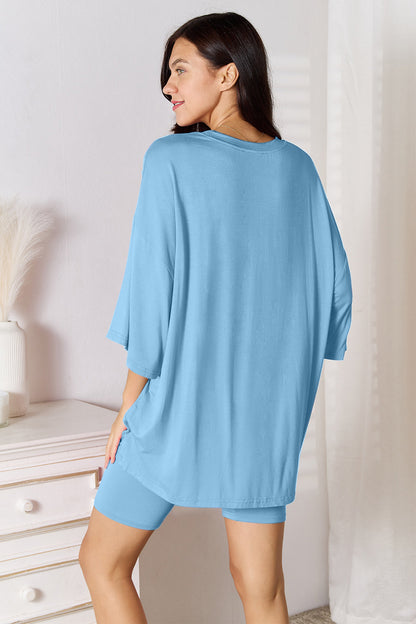 Basic Bae Bamboo Full Size Round Neck Drop Shoulder T-Shirt and Shorts Set - Free Shipping - aurelia-clothing-8955