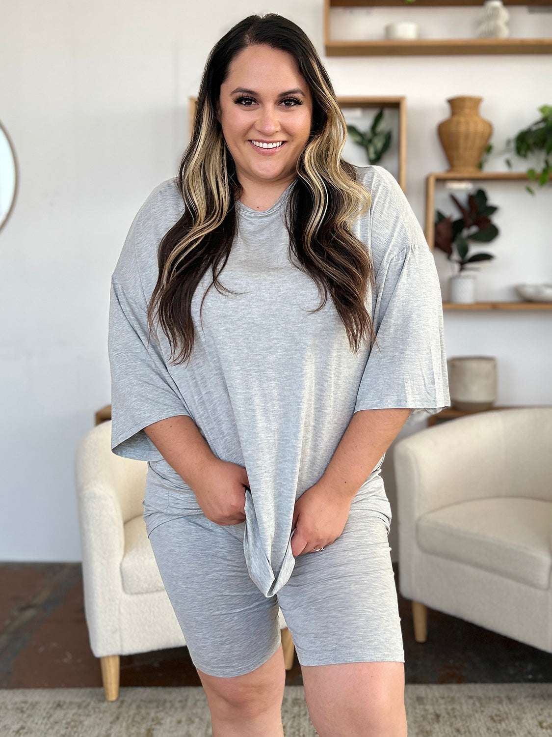 Basic Bae Bamboo Full Size Round Neck Drop Shoulder T-Shirt and Shorts Set - Free Shipping - aurelia-clothing-8955