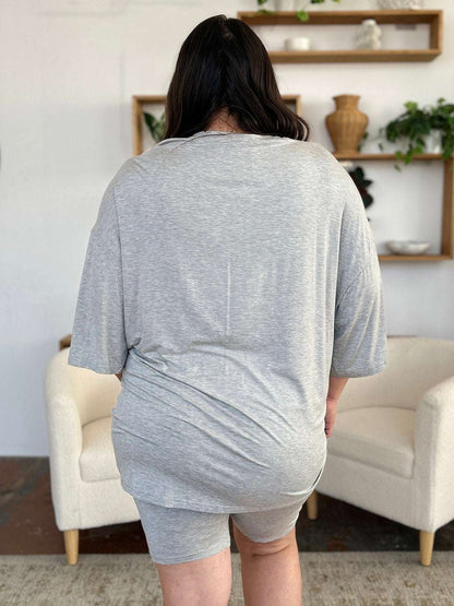 Basic Bae Bamboo Full Size Round Neck Drop Shoulder T-Shirt and Shorts Set - Free Shipping - aurelia-clothing-8955
