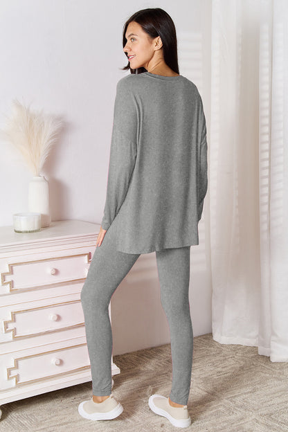 Basic Bae Bamboo Full Size V-Neck Long Sleeve Top and Pants Lounge Set - Free Shipping - aurelia-clothing-8955