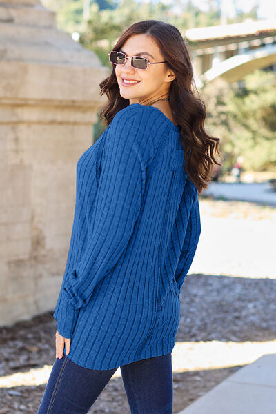 Basic Bae Full Size Ribbed Round Neck Long Sleeve Knit Top - aurelia-clothing-8955