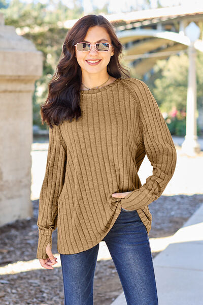 Basic Bae Full Size Ribbed Round Neck Long Sleeve Knit Top - aurelia-clothing-8955