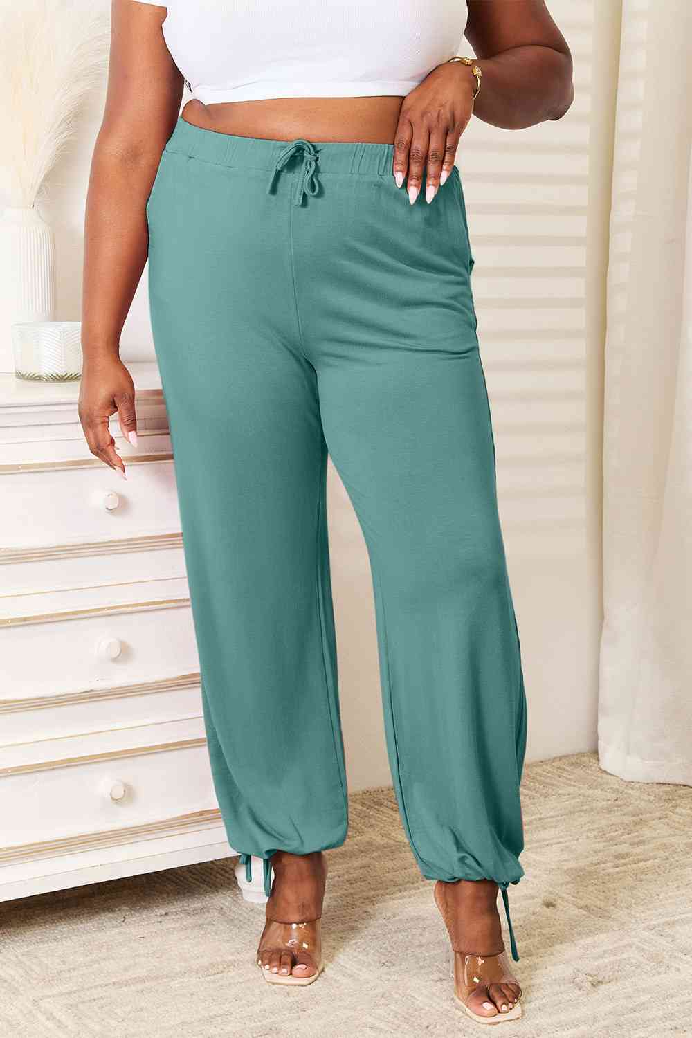 Basic Bae Full Size Soft Rayon Drawstring Waist Pants with Pockets - aurelia-clothing-8955