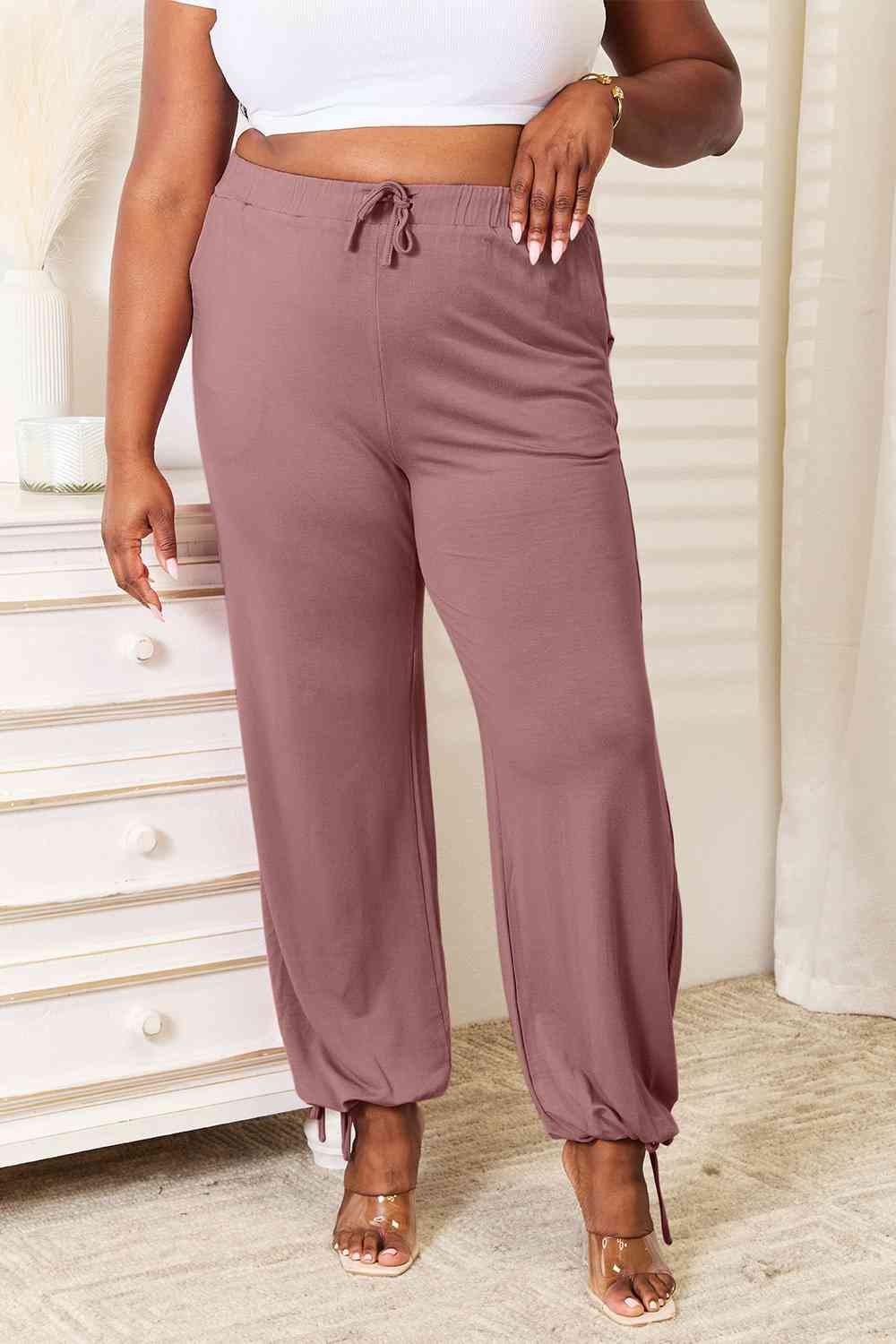 Basic Bae Full Size Soft Rayon Drawstring Waist Pants with Pockets - aurelia-clothing-8955