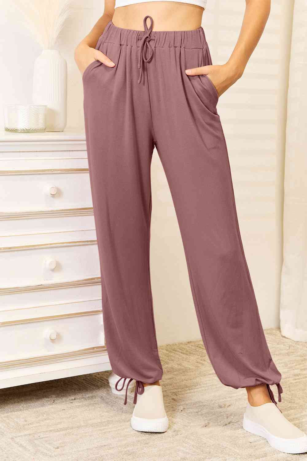 Basic Bae Full Size Soft Rayon Drawstring Waist Pants with Pockets - aurelia-clothing-8955