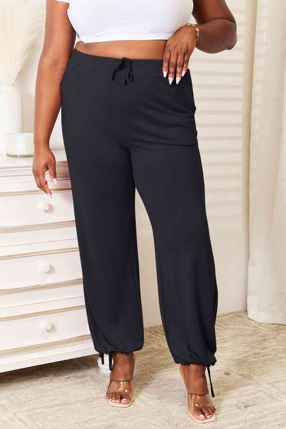Basic Bae Full Size Soft Rayon Drawstring Waist Pants with Pockets - aurelia-clothing-8955