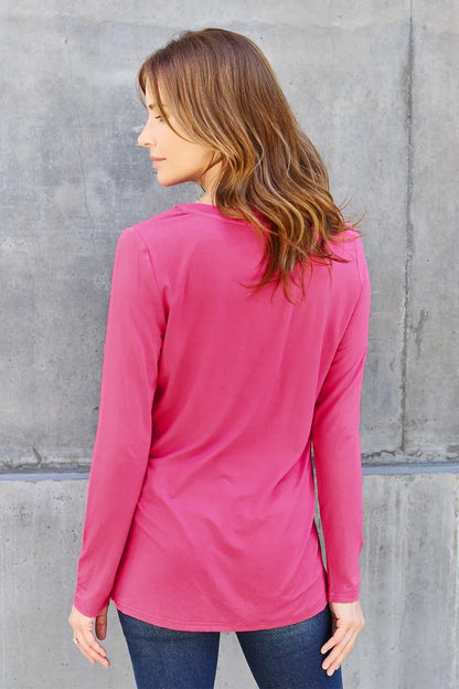 Basic Bae Full Size V-Neck Long Sleeve Top-Free Shipping - aurelia-clothing-8955