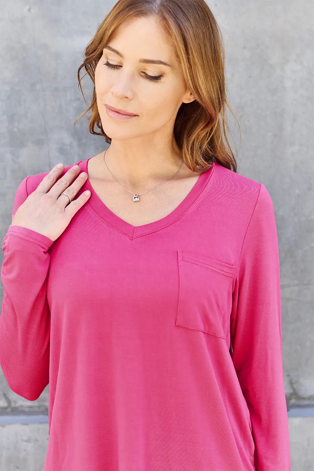 Basic Bae Full Size V-Neck Long Sleeve Top-Free Shipping - aurelia-clothing-8955