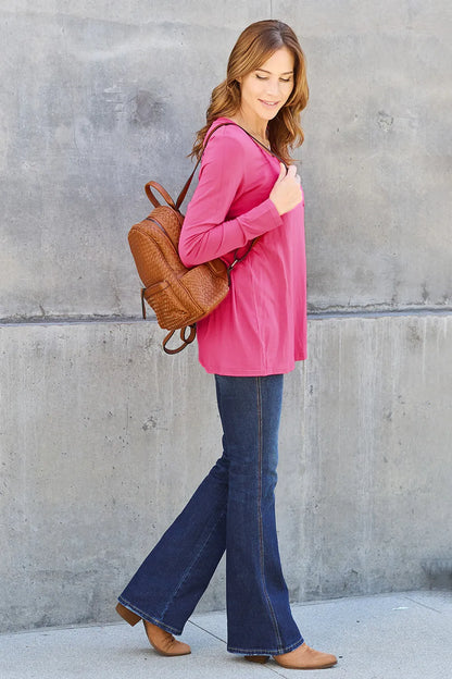 Basic Bae Full Size V-Neck Long Sleeve Top-Free Shipping - aurelia-clothing-8955
