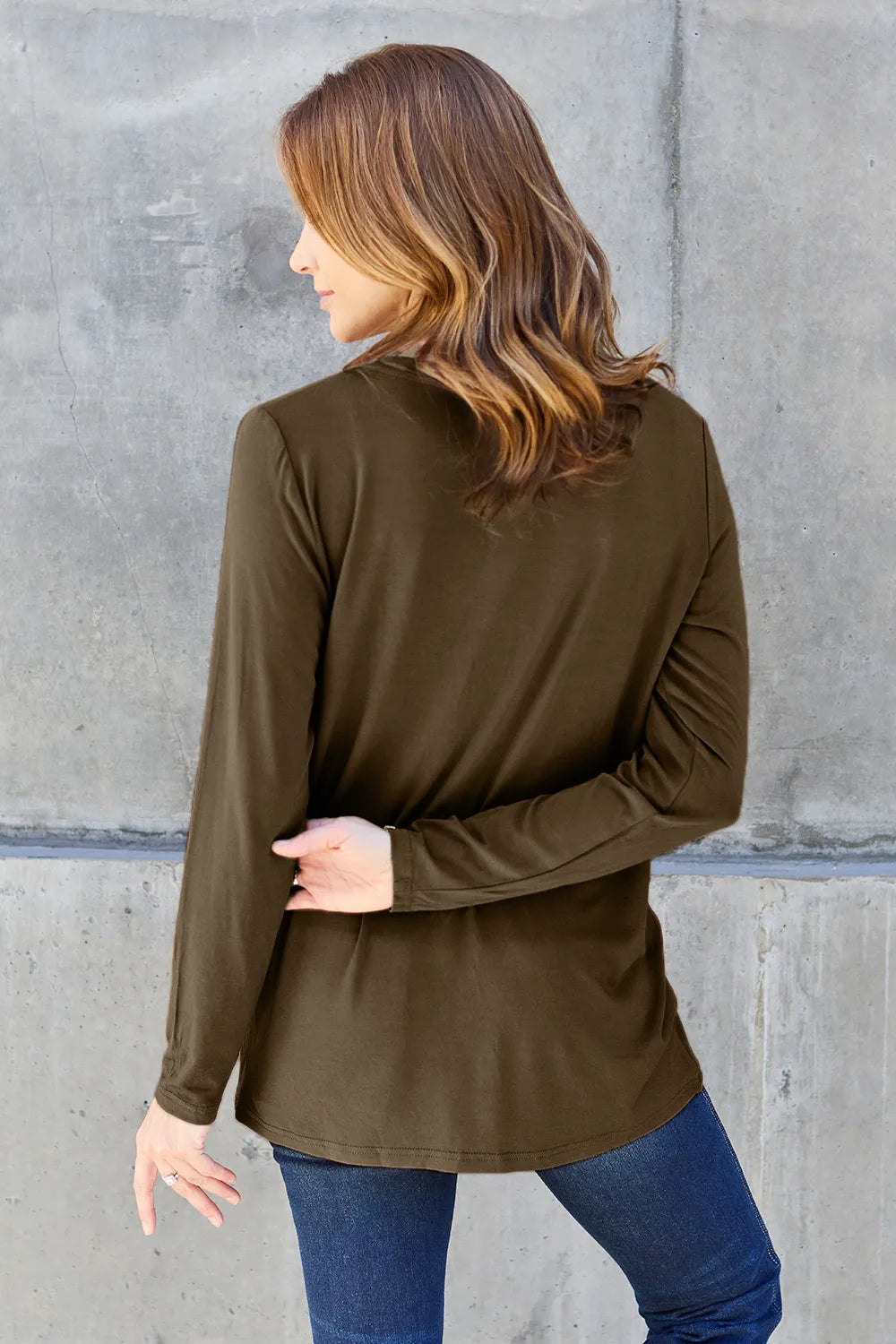 Basic Bae Full Size V-Neck Long Sleeve Top-Free Shipping - aurelia-clothing-8955