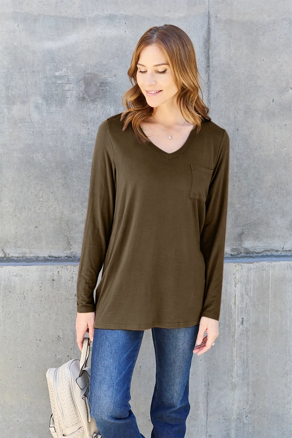 Basic Bae Full Size V-Neck Long Sleeve Top-Free Shipping - aurelia-clothing-8955