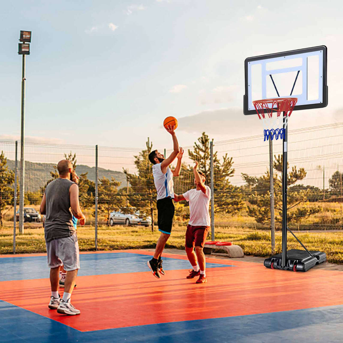 Basketball Hoop Outdoor 5.2 Ft to 6.8Ft Adjustable Basketball Goal with 32 - Free Shipping - aurelia-clothing-8955