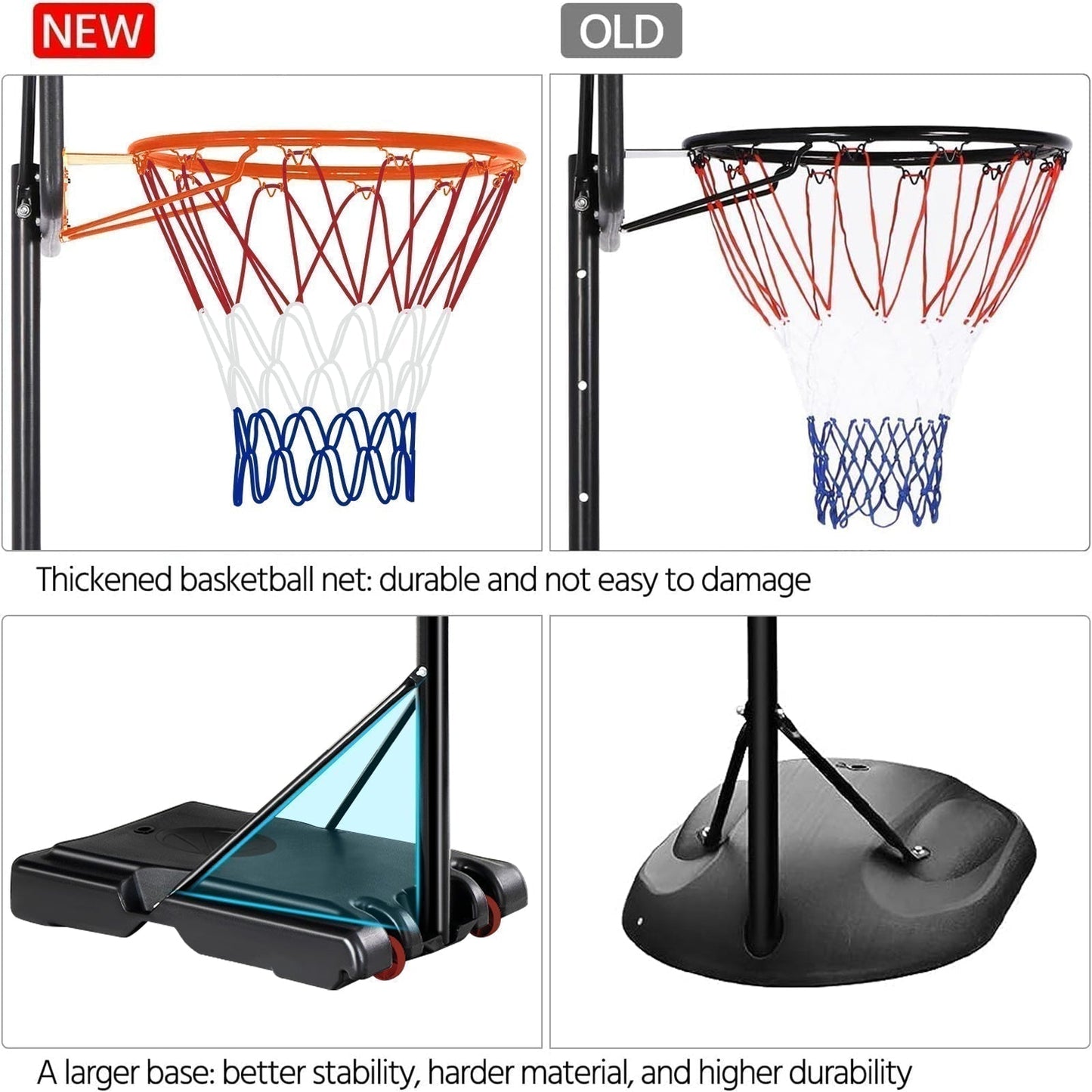 Basketball Hoop Outdoor 5.2 Ft to 6.8Ft Adjustable Basketball Goal with 32 - Free Shipping - aurelia-clothing-8955