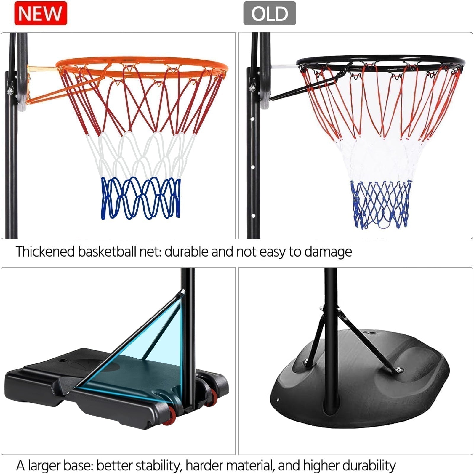 Basketball Hoop Outdoor 5.2 Ft to 6.8Ft Adjustable Basketball Goal with 32 - Free Shipping - aurelia-clothing-8955