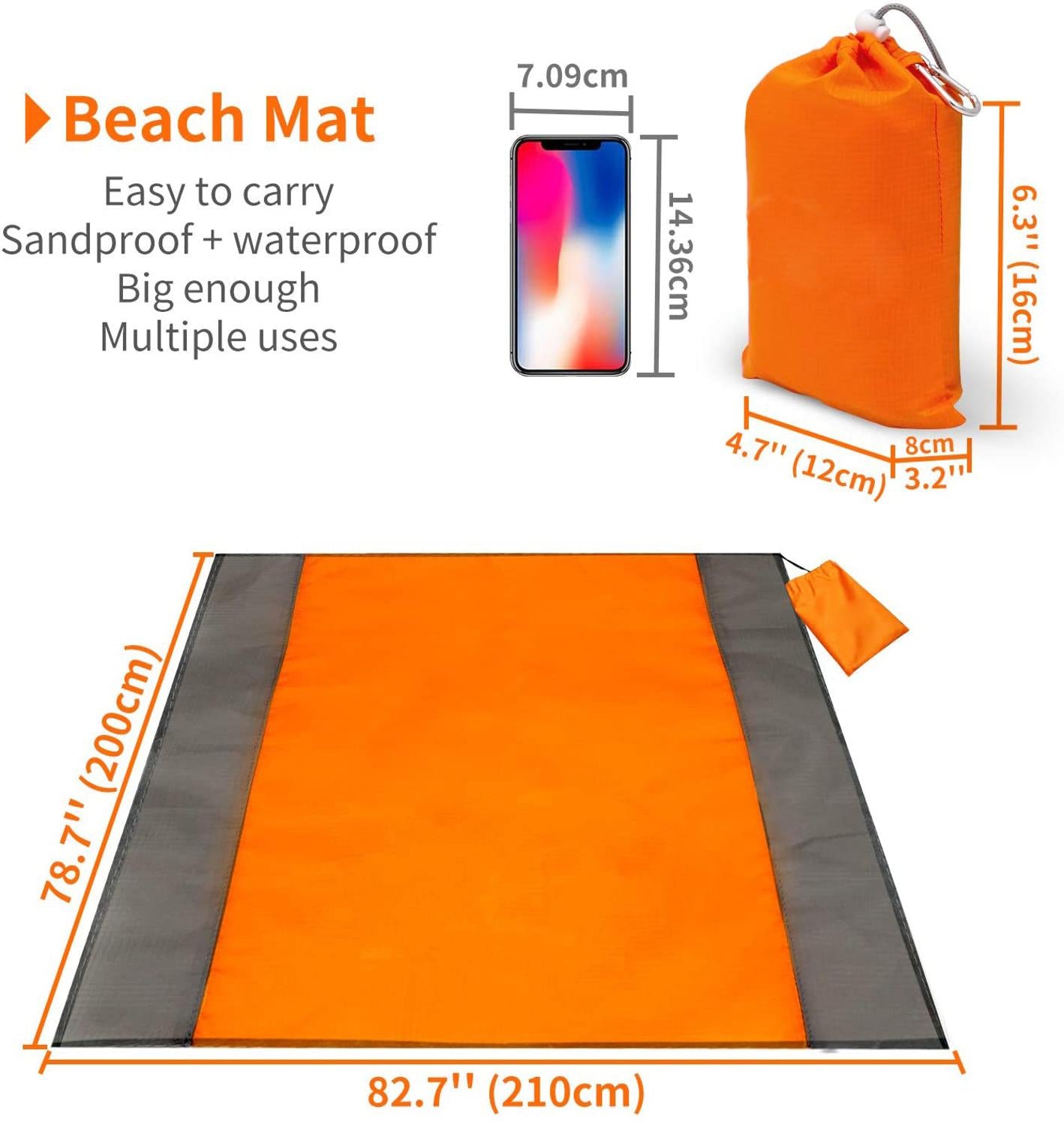 Beach Mat Picnic Blanket, Extra Large 200 x 200cm Beach blanket Waterproof Sandproof Water Resistant Picnic Blanket  Camping - Free Shipping - aurelia-clothing-8955