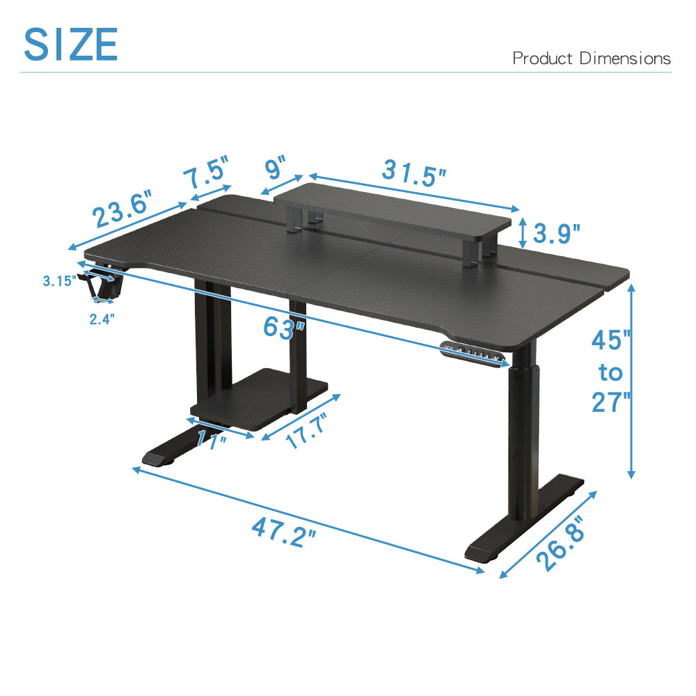 Black Dual Motor Height Adjustable Electric Standing Desk-Free Shipping - aurelia-clothing-8955