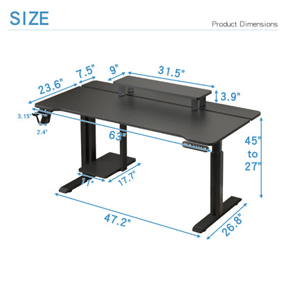 Black Dual Motor Height Adjustable Electric Standing Desk-Free Shipping - aurelia-clothing-8955