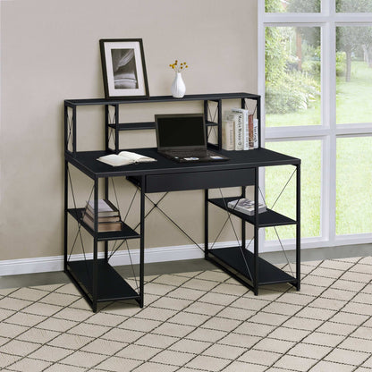 Black Office Desk with Open Shelves and Hutch - Free Shipping - aurelia-clothing-8955