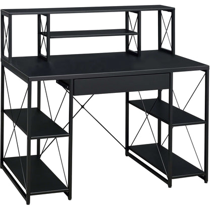 Black Office Desk with Open Shelves and Hutch - Free Shipping - aurelia-clothing-8955