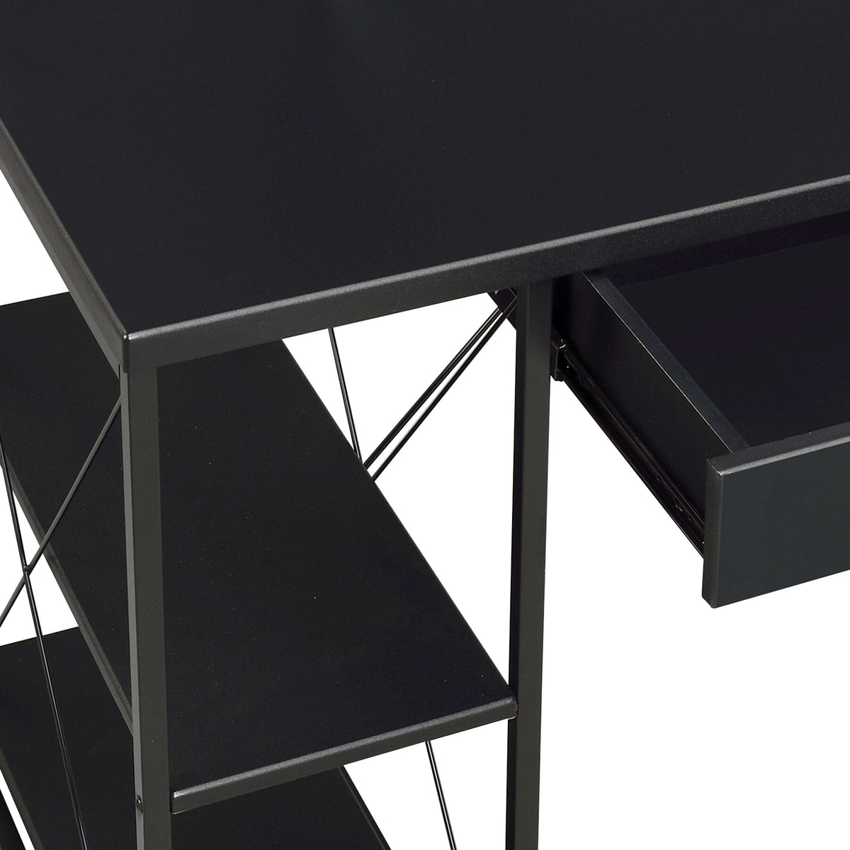 Black Office Desk with Open Shelves and Hutch - Free Shipping - aurelia-clothing-8955