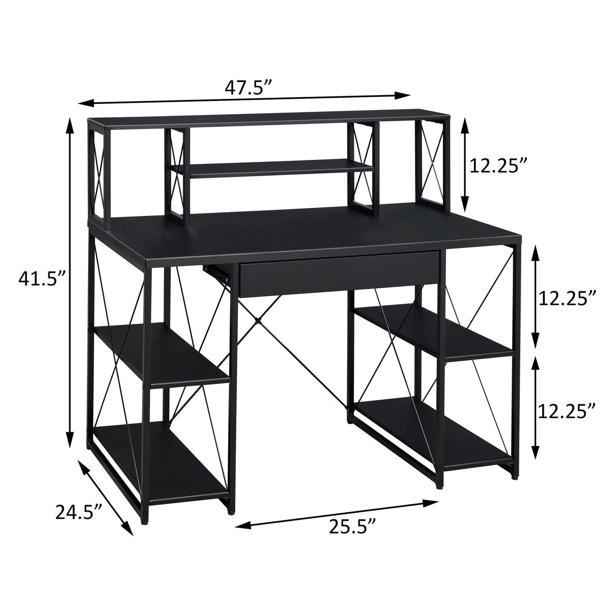Black Office Desk with Open Shelves and Hutch - Free Shipping - aurelia-clothing-8955
