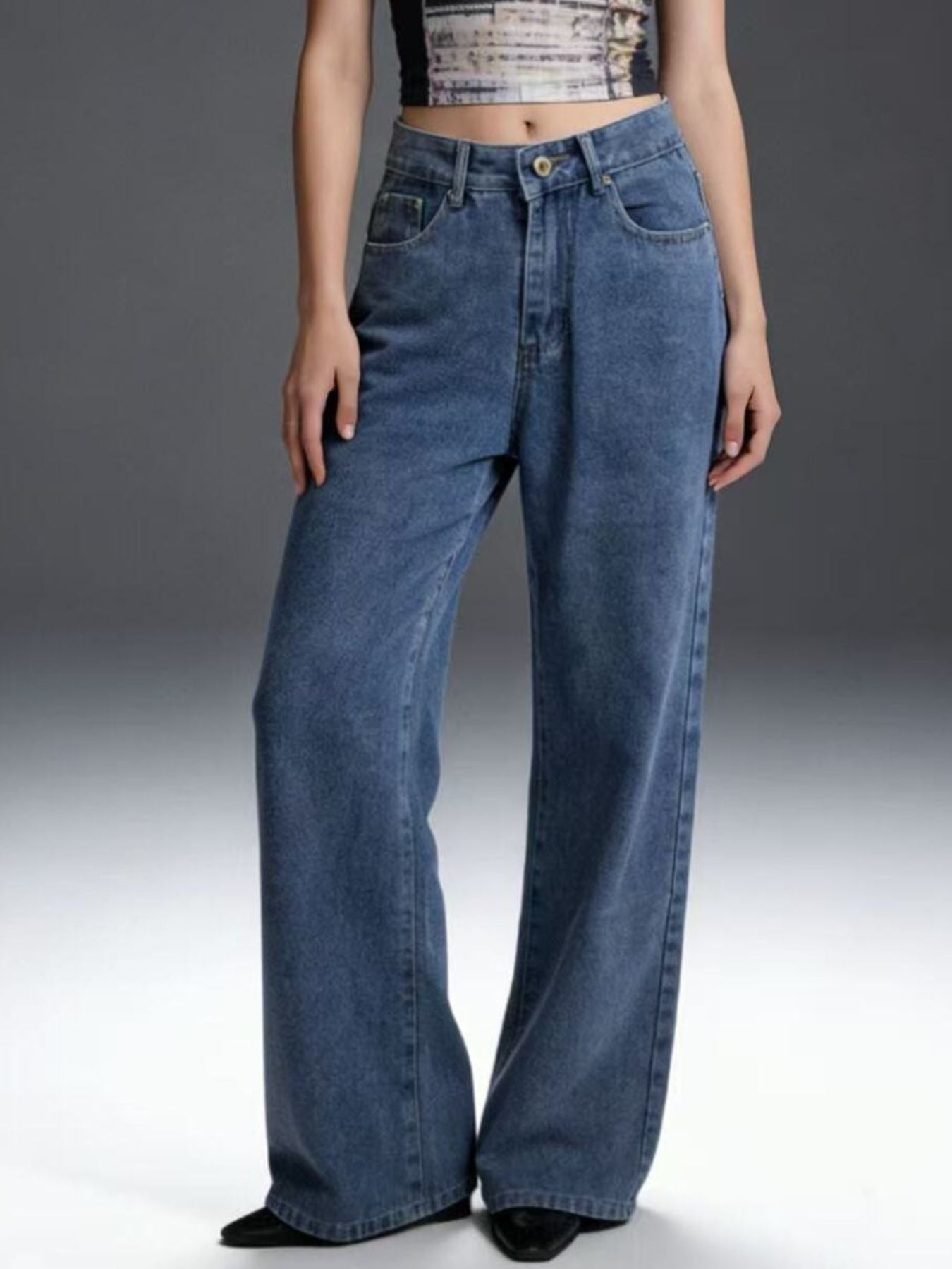 Bow Back Wide Leg Jeans-Free Shipping - aurelia-clothing-8955