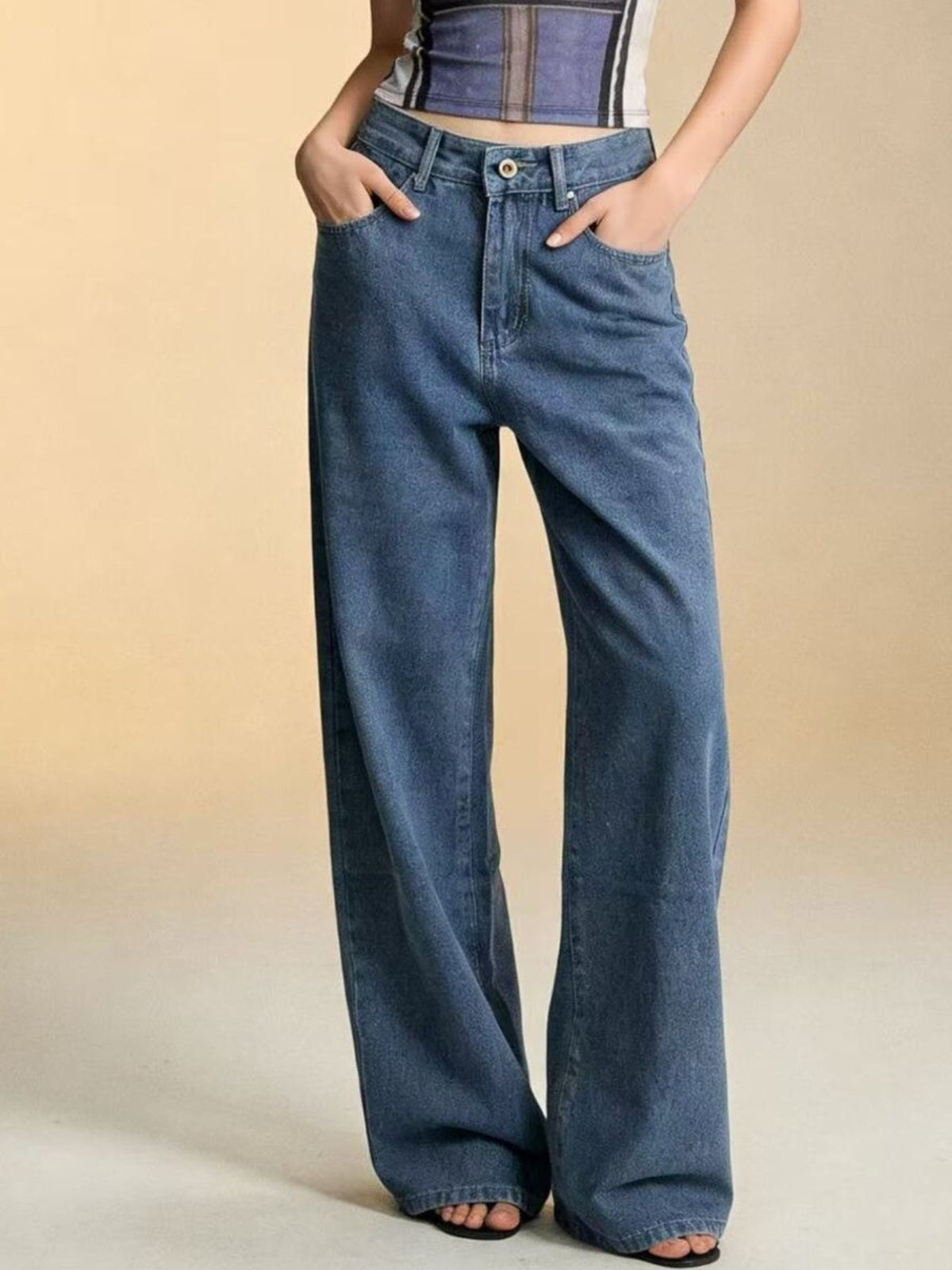 Bow Back Wide Leg Jeans-Free Shipping - aurelia-clothing-8955