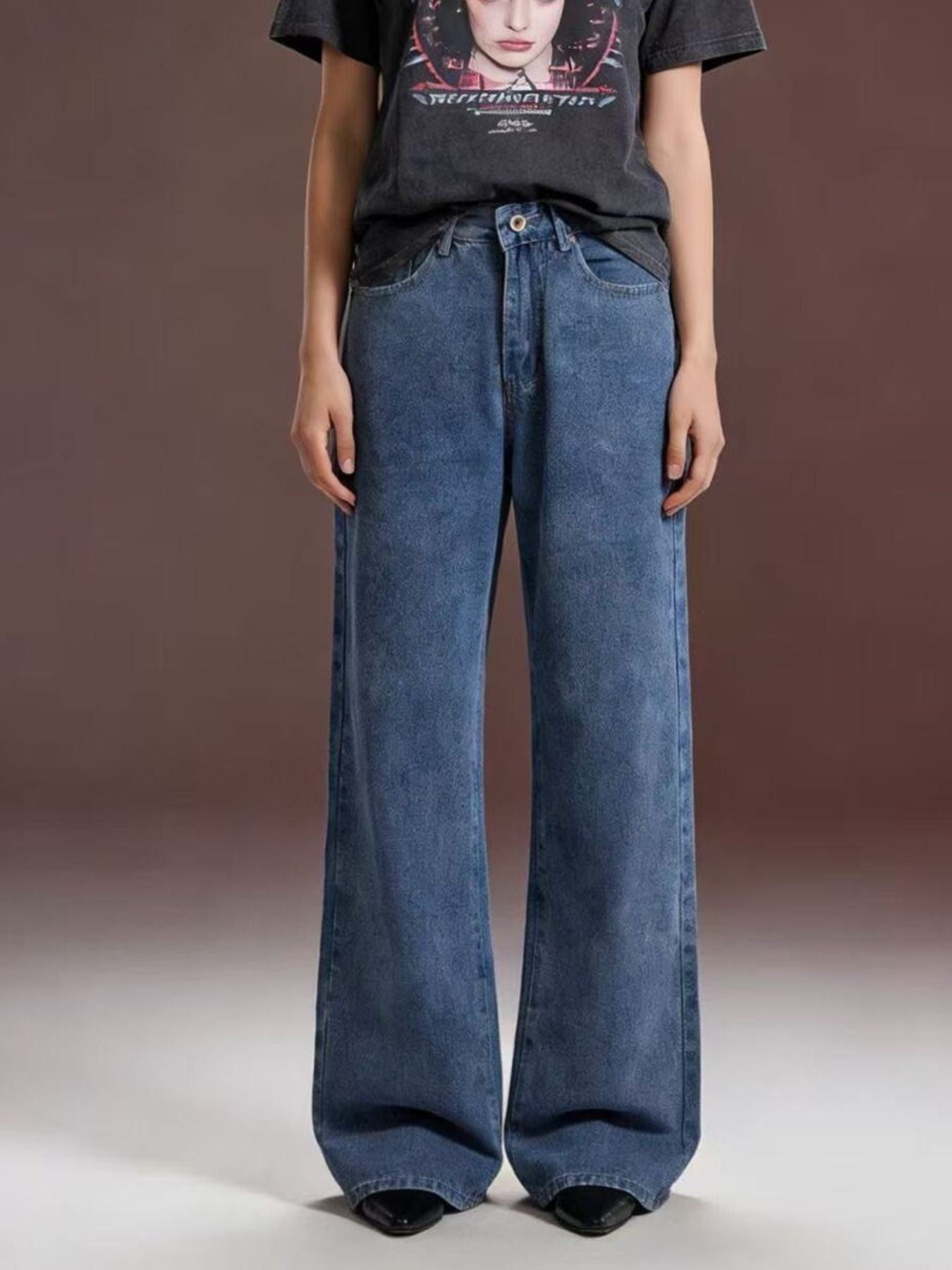 Bow Back Wide Leg Jeans-Free Shipping - aurelia-clothing-8955