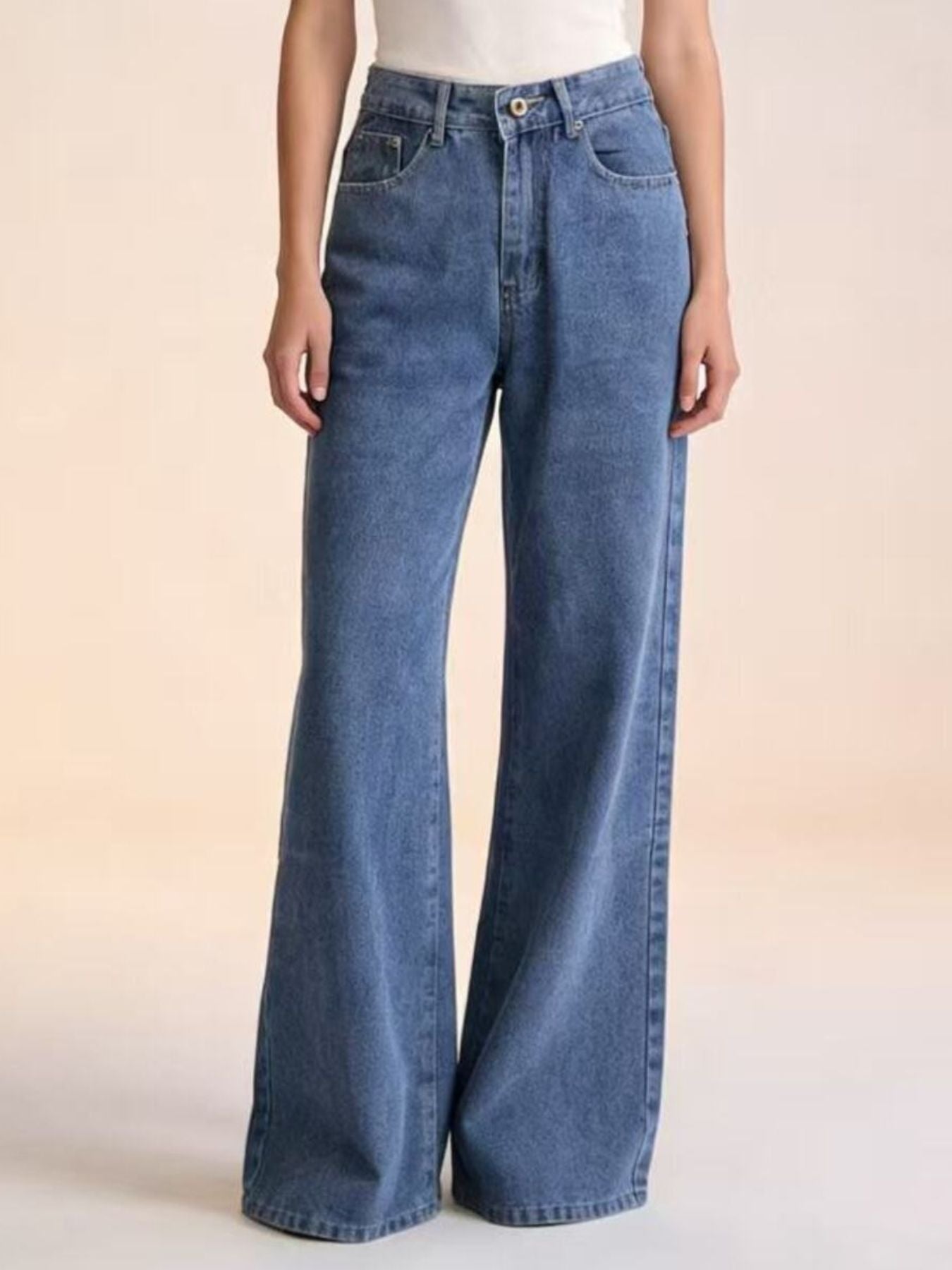 Bow Back Wide Leg Jeans-Free Shipping - aurelia-clothing-8955